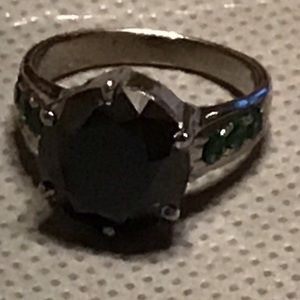 5C NATURAL BLACK DIAMOND RING W ACCENT IN 925 S